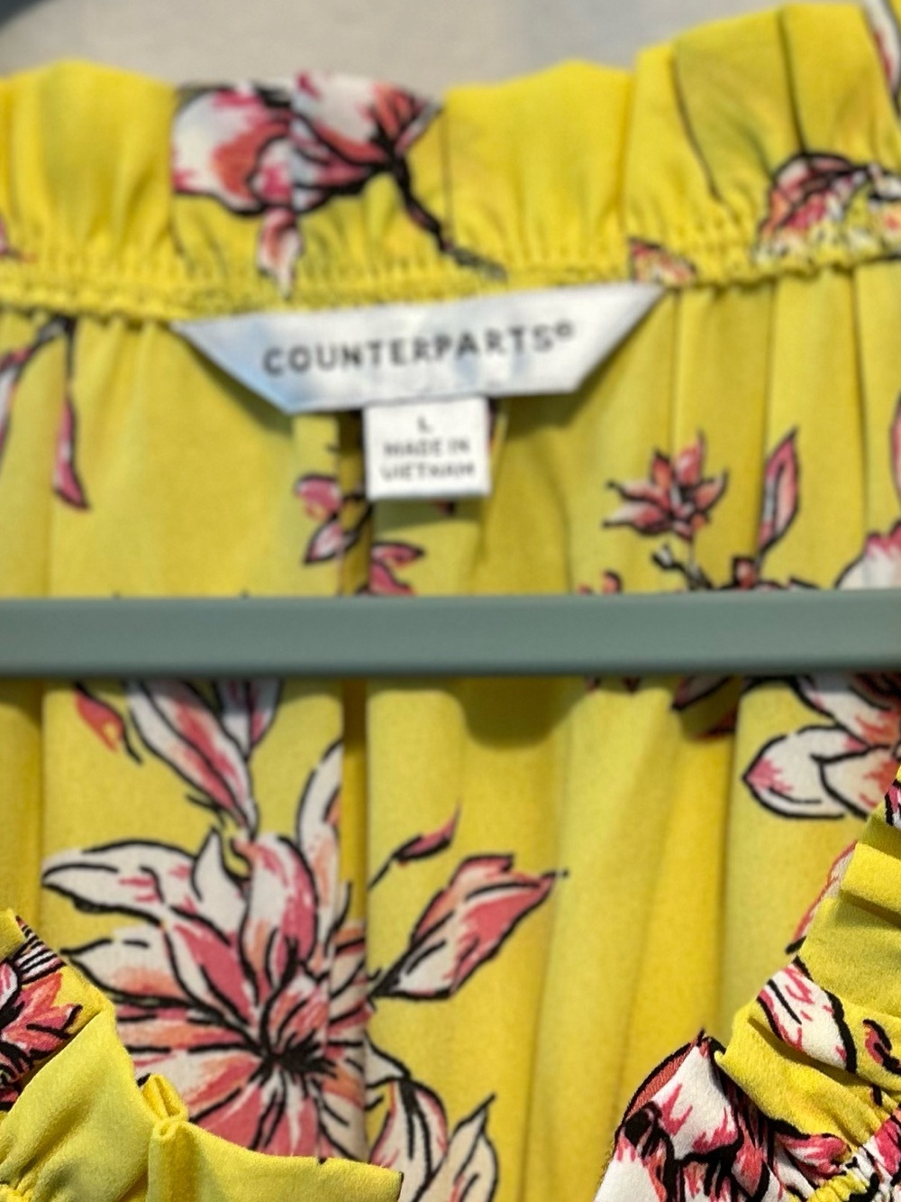 Counterparts Yellow Floral Ruffle Neck Blouse - Picture 2 of 4